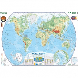 MAPA ŚCIENNA ŚWIATA – FIZYCZNA 1:28 000 000 140x100 cm