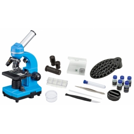 Mikroskop uczniowski Bresser Biolux SEL, 40x-1600x, niebieski