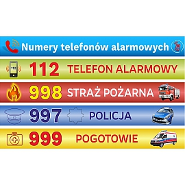 Naklejki edukacyjne na schody TELEFONY ALARMOWE, zestaw 5 szt.
