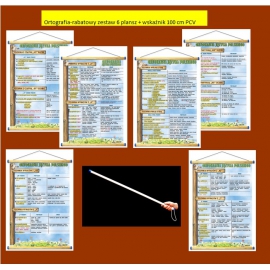 Ortografia-rabatowy zestaw 6 plansz + wskaźnik 100 cm PCV