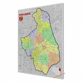 Podlaskie administracyjno-drogowa 100x130 cm. Mapa w ramie aluminiowej