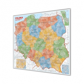 Polska Administracyjna 144x134cm. Mapa w ramie aluminowej.