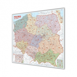 Polska Kodowa 110x100cm. Mapa do wpinania.
