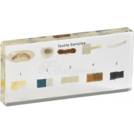 Próbki włókien/przędzy i tkanin - 10 okazów w akrylu