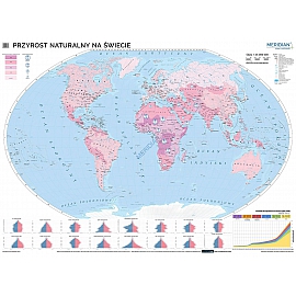 Przyrost naturalny na świecie - mapa ścienna 200 x 150 cm