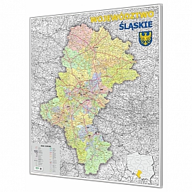 Śląskie administracyjno-drogowa 100x116cm. Mapa magnetyczna