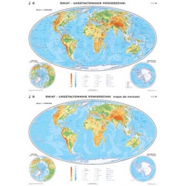 Świat. Ukształtowanie powierzchni / mapa do ćwiczeń