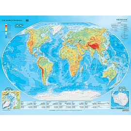 The World Physical - ścienna fizyczna mapa świata w języku angielskim 200 x 150 cm