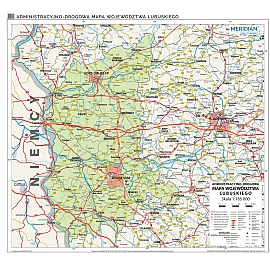 Woj. lubuskie - ścienna mapa administracyjno-samochodowa
