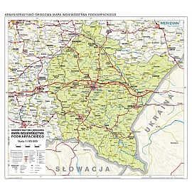 Województwo podkarpackie - ścienna mapa administracyjno-drogowa