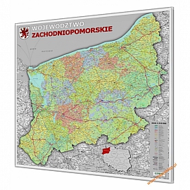 Zachodniopomorskie administracyjno-drogowa 100x100cm. Mapa magnetyczna