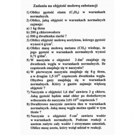 Zadania na objętość molową substancji