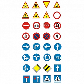 Znaki drogowe drukowane - 32 elementy