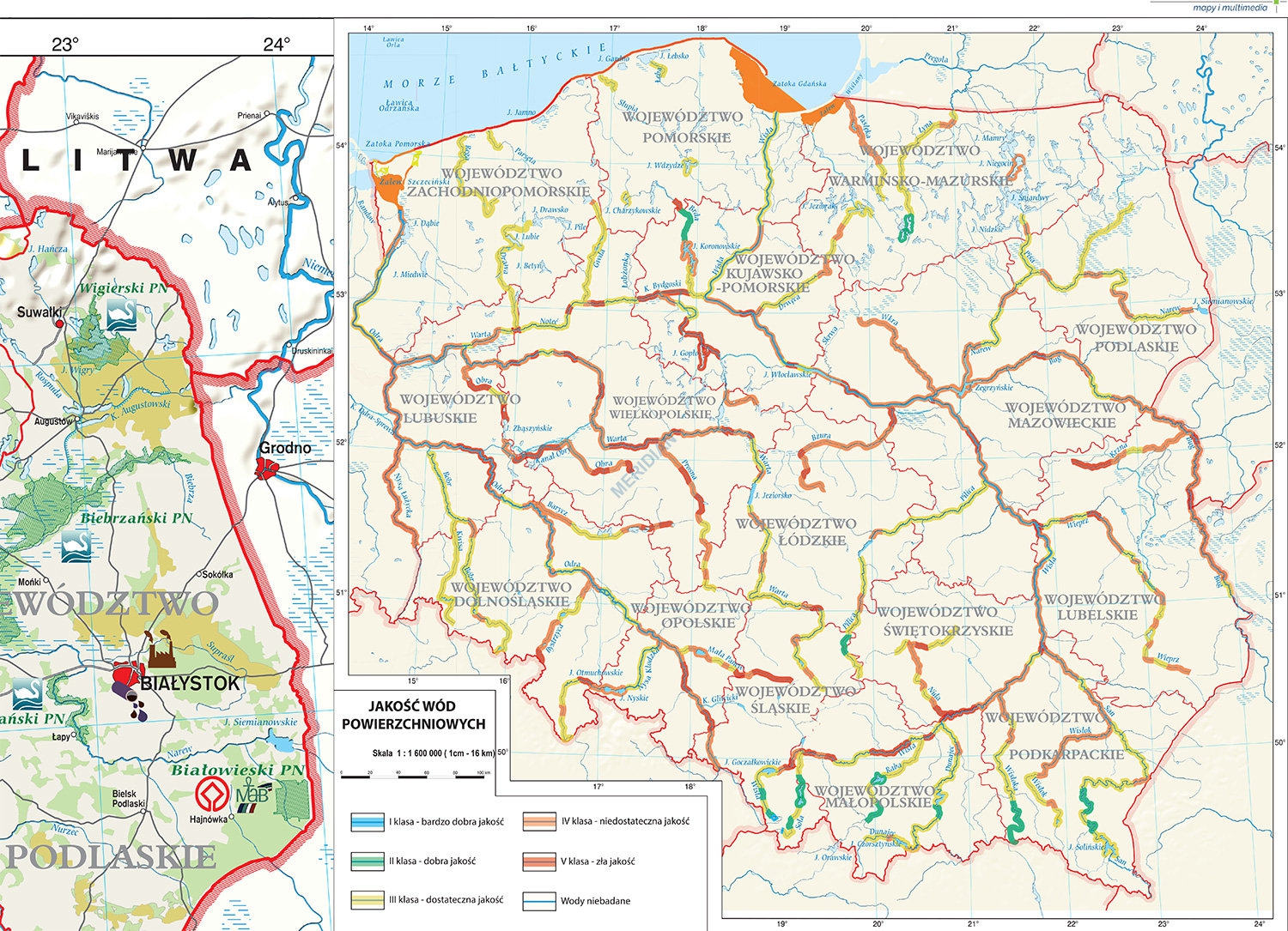 Degradacja środowiska w Polsce - mapa ścienna 200x150 cm - Meritum