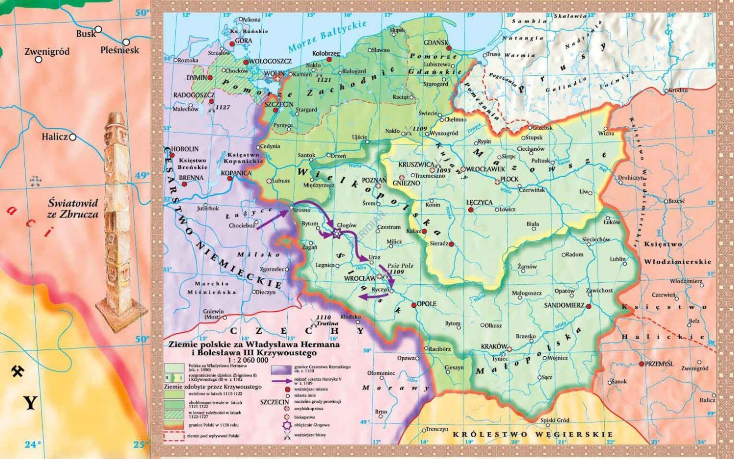 Polska Pierwszych Piastow Klasa 5 Polska pierwszych Piastów - mapa ścienna 160x120 cm - Pomoce