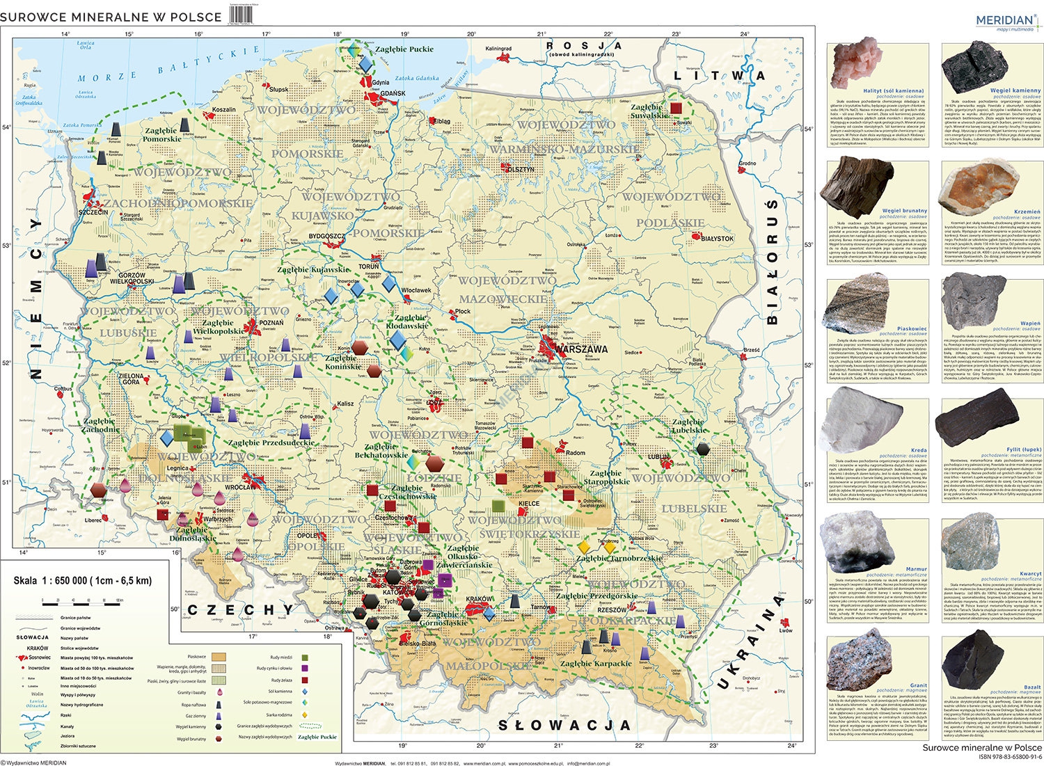 Surowce Mineralne W Polsce Quiz Surowce mineralne w Polsce - mapa ścienna 160x120 cm - Pomoce