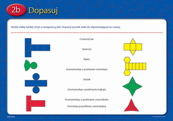 ZESTAW - Bryły geometryczne z kartami zadaniowymi - Pomoce dydaktyczne
